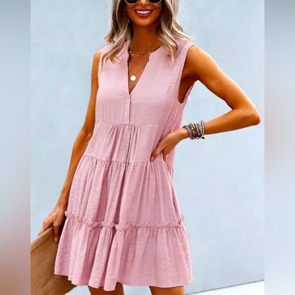 NWT Soft Flowy Rose Pink Tunic Dress - Picture 1 of 2